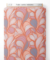 Tissu - Feuilles courbes multicolores