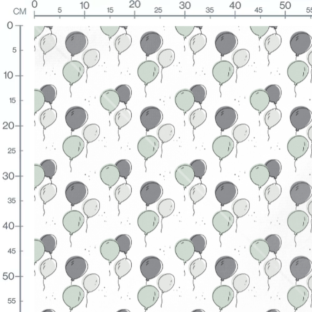 Tissu - Ballons gris et verts