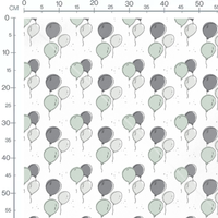 Tissu - Ballons gris et verts