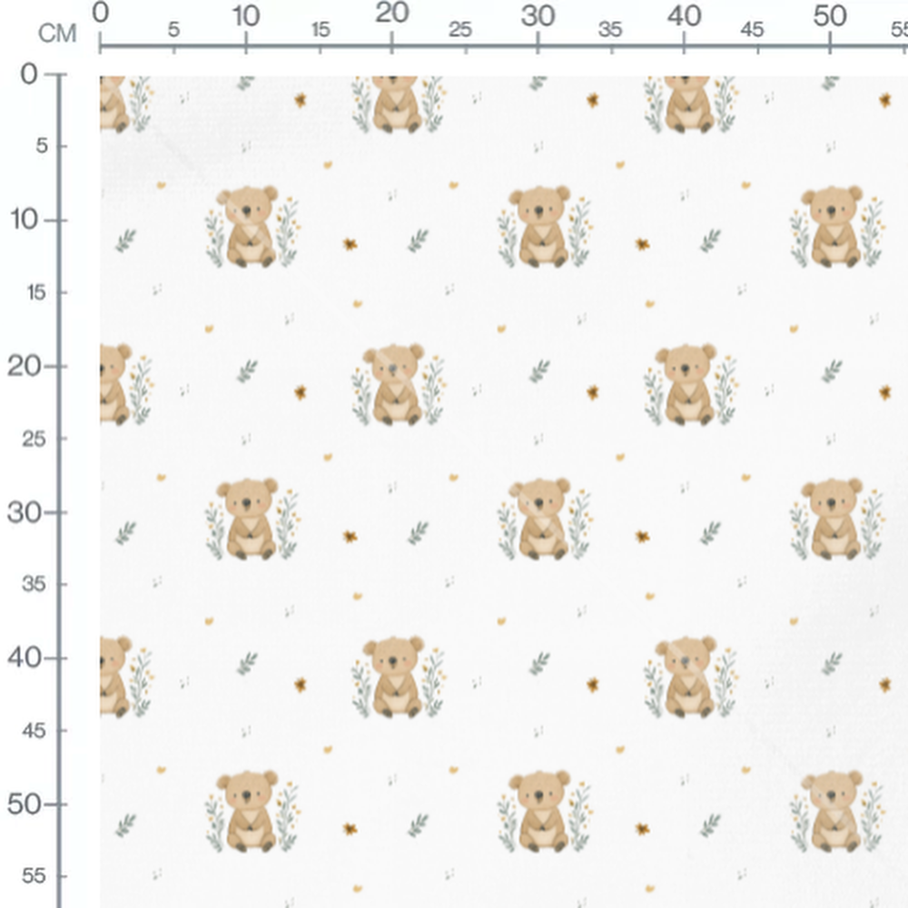Tissu - Koalas et fleurs délicates