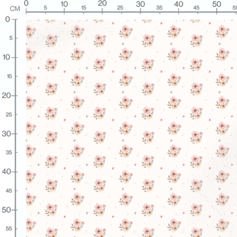 Tissu - Fleurs roses et brunes délicates 3