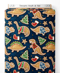 Tissu - Dinosaures biscuits de Noël