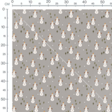 Tissu - Bonhommes neige sur gris