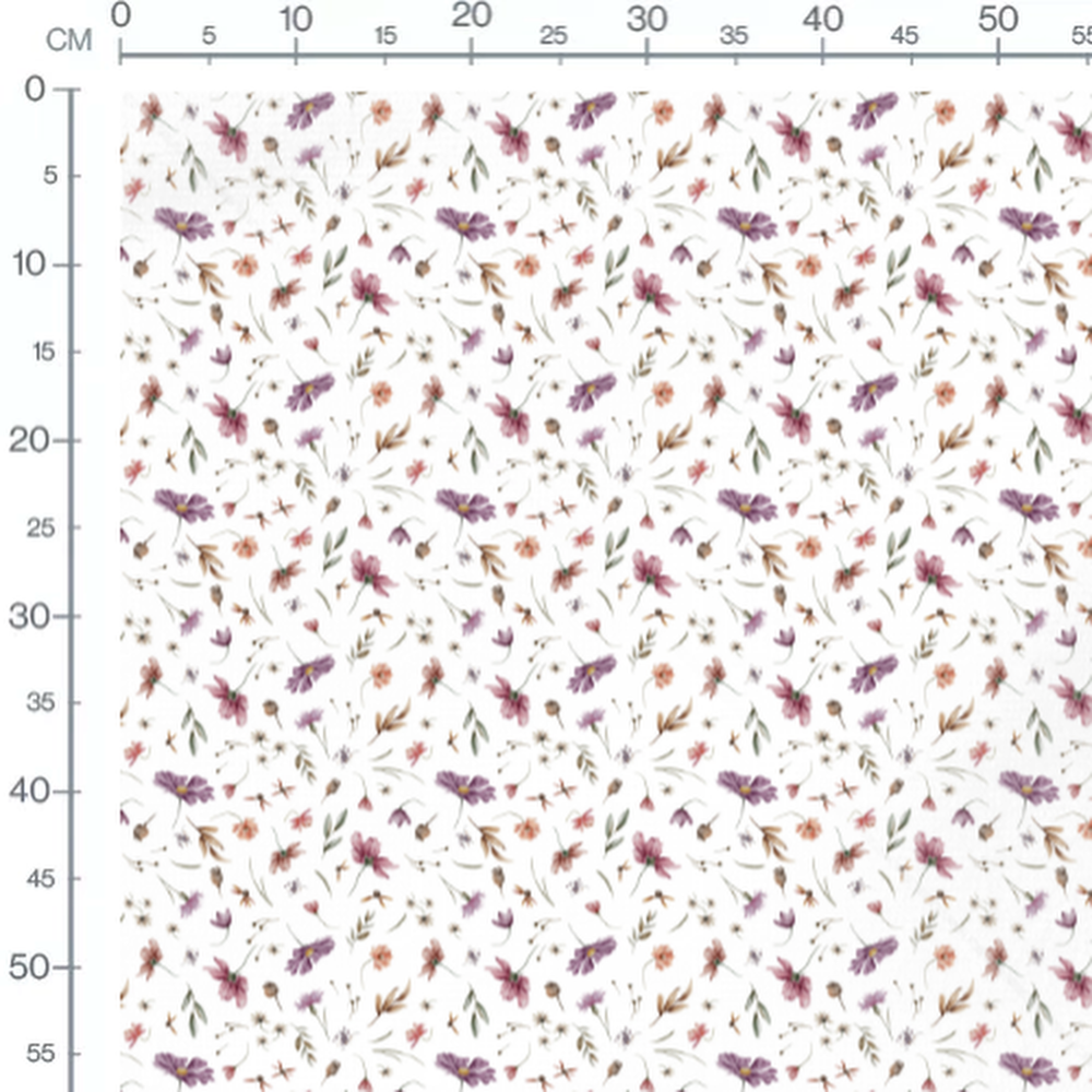 Tissu - Fleurs roses et violettes 5
