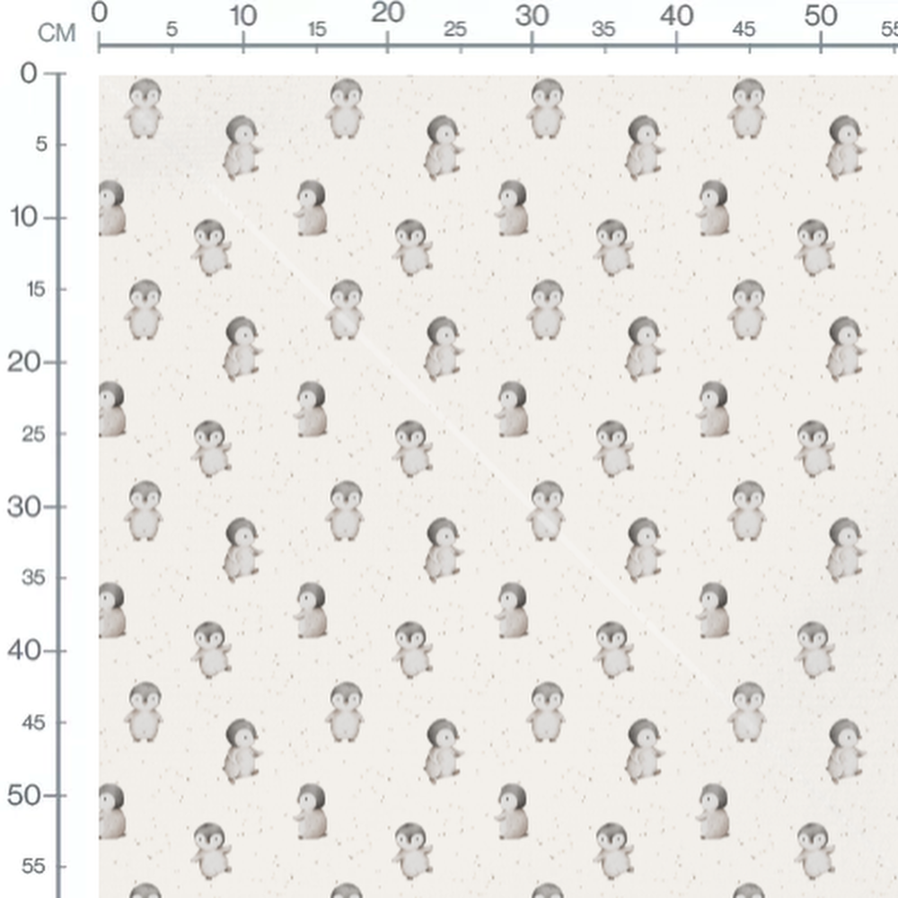 Tissu - Pingouins gris sur fond beige