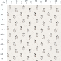 Tissu - Pingouins gris sur fond beige