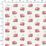 Tissu - Pompiers rouges sur beige