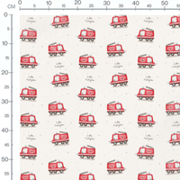 Tissu - Pompiers rouges sur beige