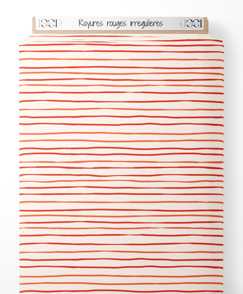 Tissu - Rayures rouges irrégulières