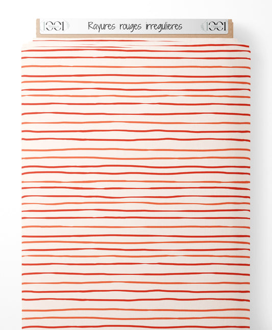 Tissu - Rayures rouges irrégulières