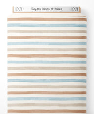 Tissu - Rayures bleues et beiges