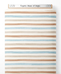 Tissu - Rayures bleues et beiges