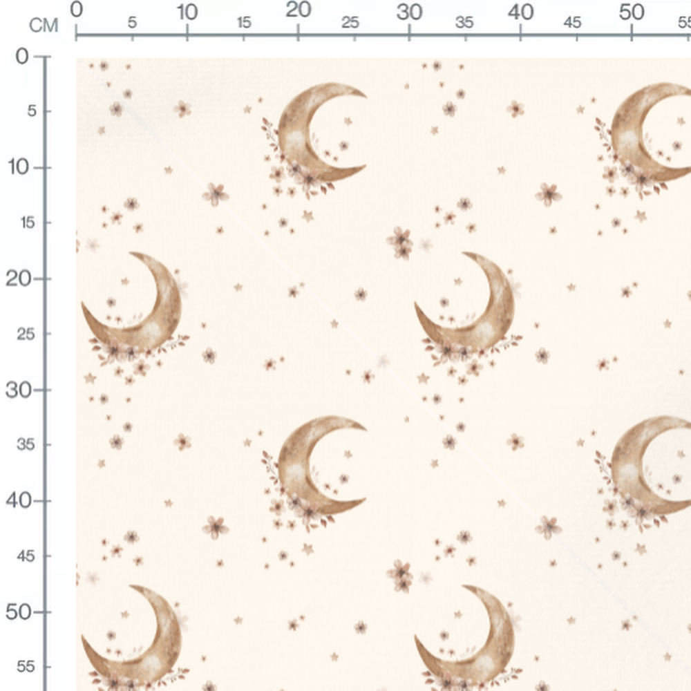 Tissu - Lunes et fleurs pastel