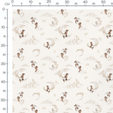 Tissu - Cerfs et renards sous nuages