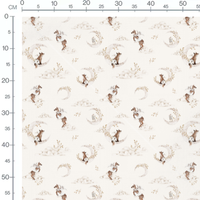 Tissu - Cerfs et renards sous nuages