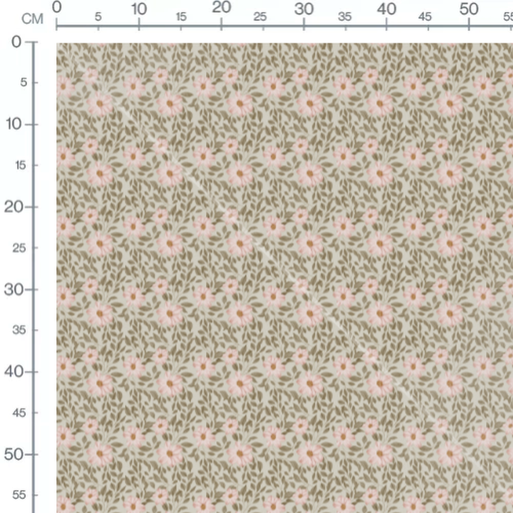 Tissu - Fleurs roses sur fond beige 4