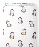 Tissu - Pingouins aquarelle fond blanc