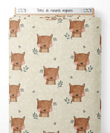 Tissu - Têtes de renards mignons