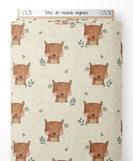 Tissu - Têtes de renards mignons