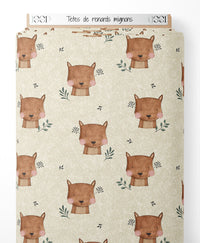 Tissu - Têtes de renards mignons
