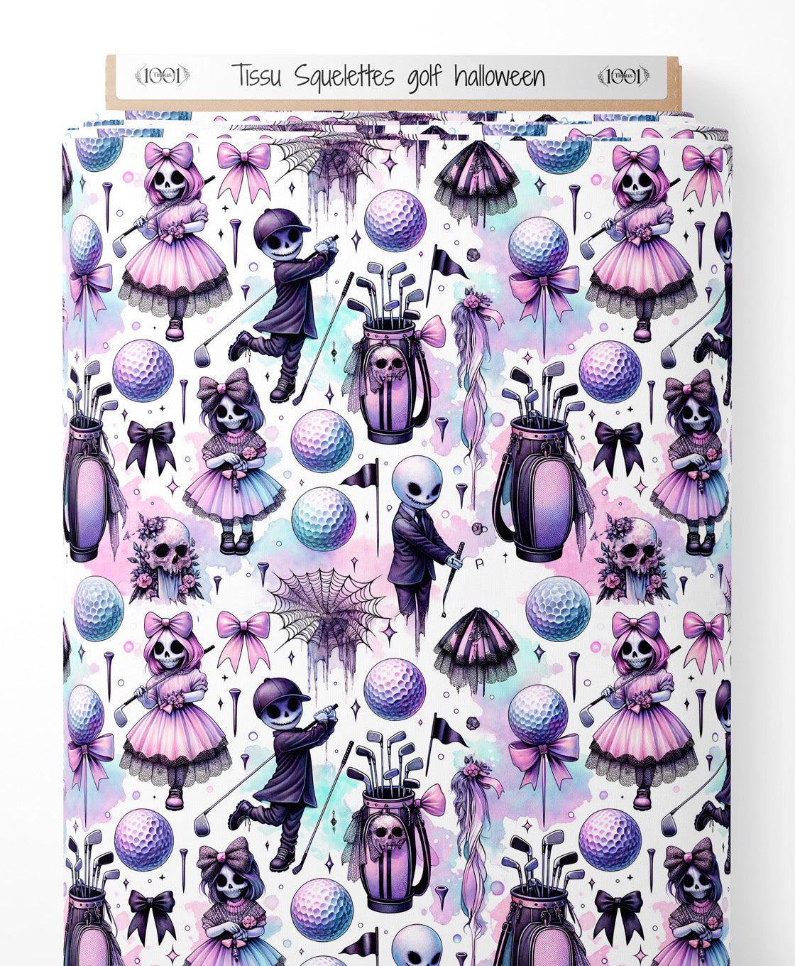 Tissu - Squelettes golf halloween