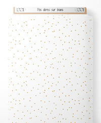 Tissu - Pois dorés sur blanc