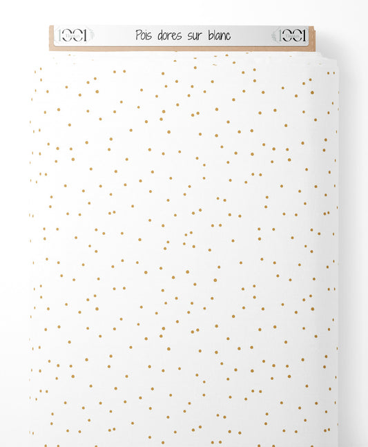 Tissu - Pois dorés sur blanc