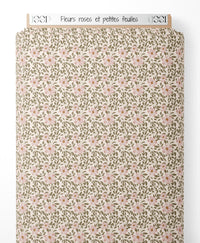 Tissu - Fleurs roses et petites feuilles