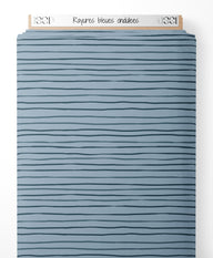 Tissu - Rayures bleues ondulées