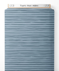 Tissu - Rayures bleues ondulées