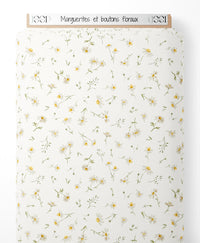 Tissu - Marguerites et boutons floraux