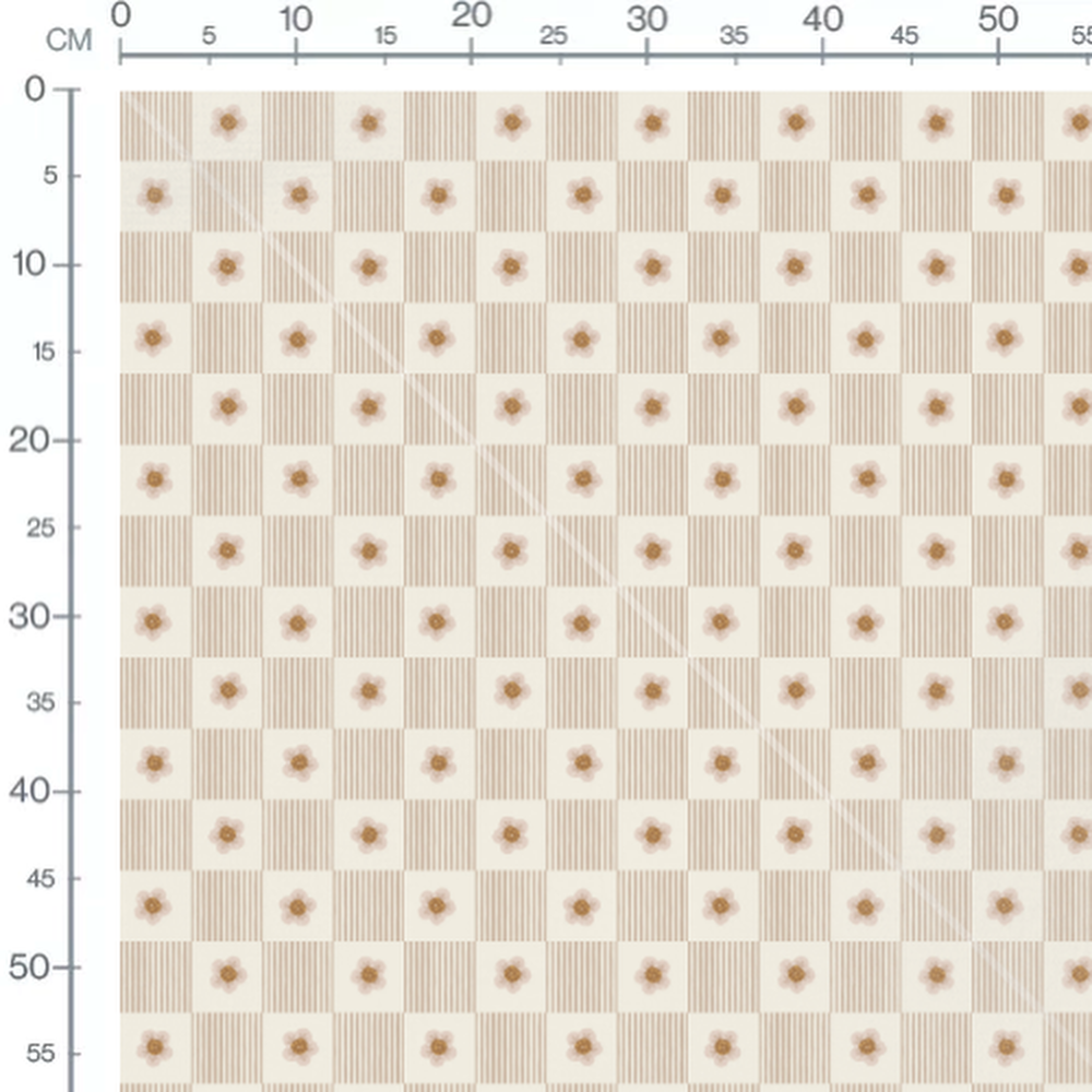 Tissu - Fleurs et rayures beige