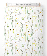 Tissu - Fleurs jaunes et blanches
