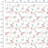 Tissu - Licornes et ballons pastel