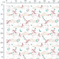 Tissu - Licornes et ballons pastel