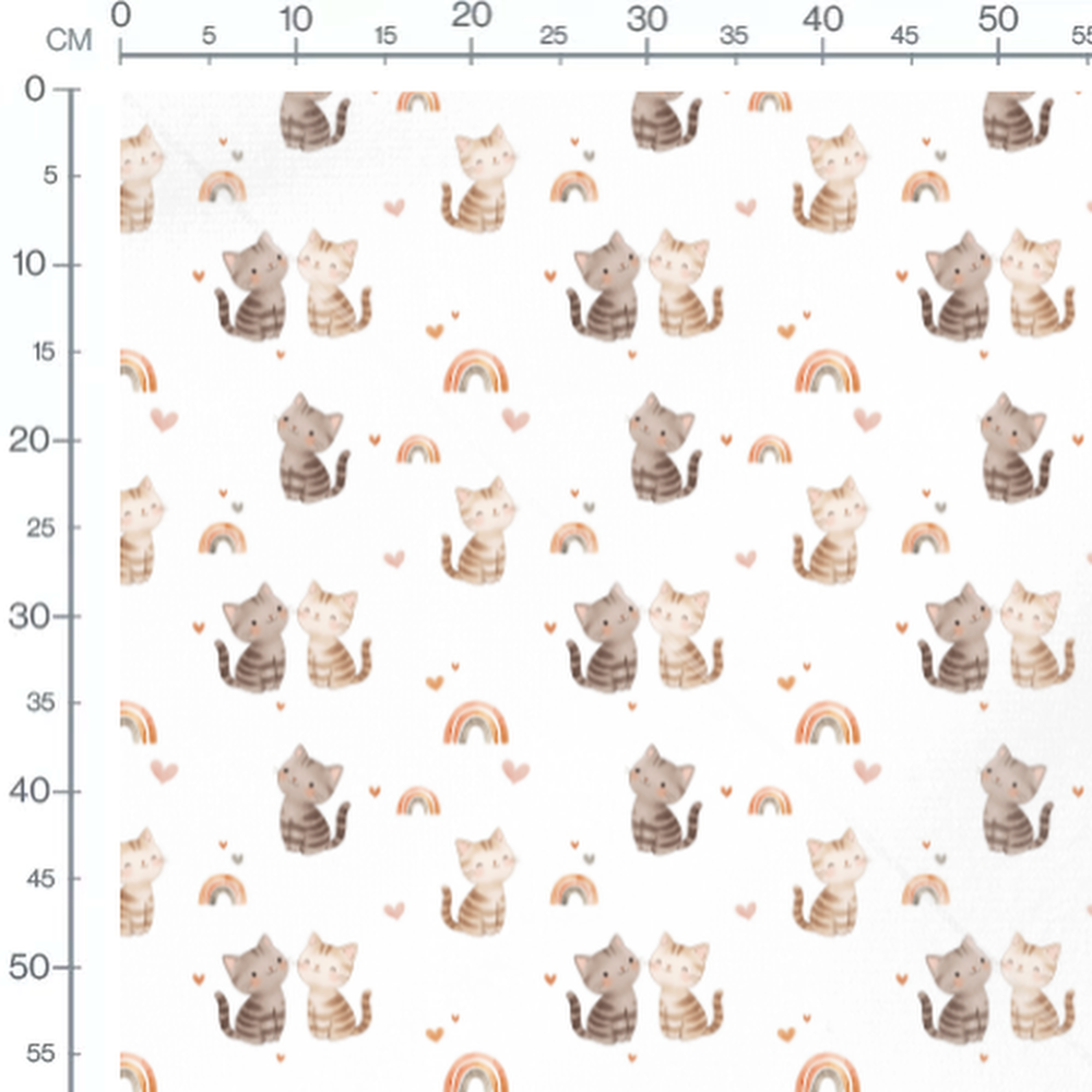Tissu - Chats et arcs-en-ciel