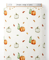 Tissu - Citrouilles orange et poires
