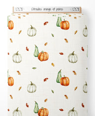 Tissu - Citrouilles orange et poires