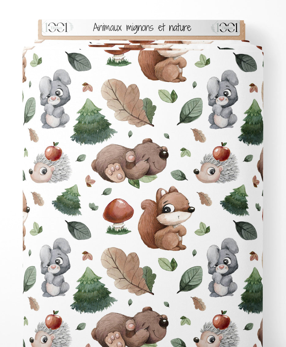 Tissu - Animaux mignons et nature