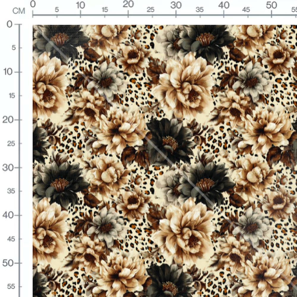 Tissu - fleurs leopard vintage