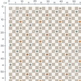 Tissu - Visages souriants sur damier