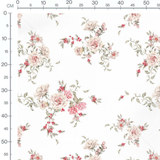 Tissu - Roses roses et baies rouges
