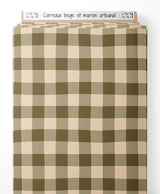 Tissu - Carreaux beige et marron artisanal