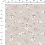 Tissu - Canards et lapins fleuris beige