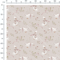 Tissu - Canards et lapins fleuris beige