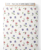 Tissu - Fleurs roses et violettes légères