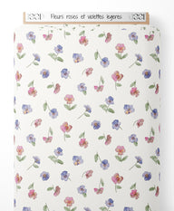 Tissu - Fleurs roses et violettes légères