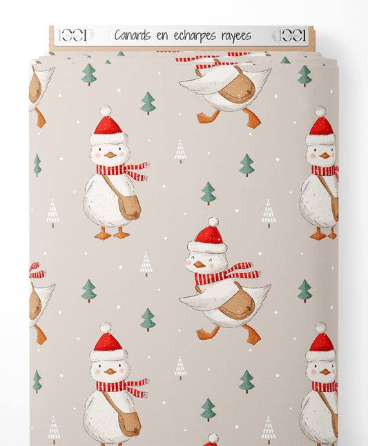 Tissu - Canards en écharpes rayées