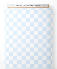 Tissu - Carreaux bleus et blancs répétitifs