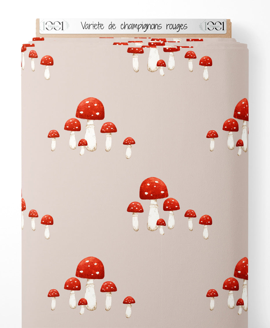 Tissu - Variété de champignons rouges